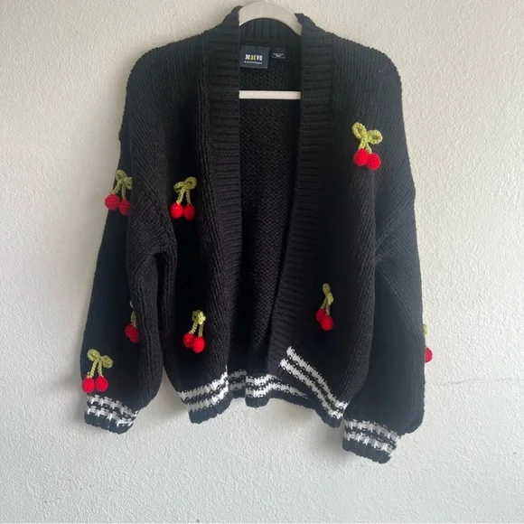 Anthropologie Maeve Black Varsity Cardigan Sweater with 3D Cherry
O/S NWOT - Picture 5 of 12